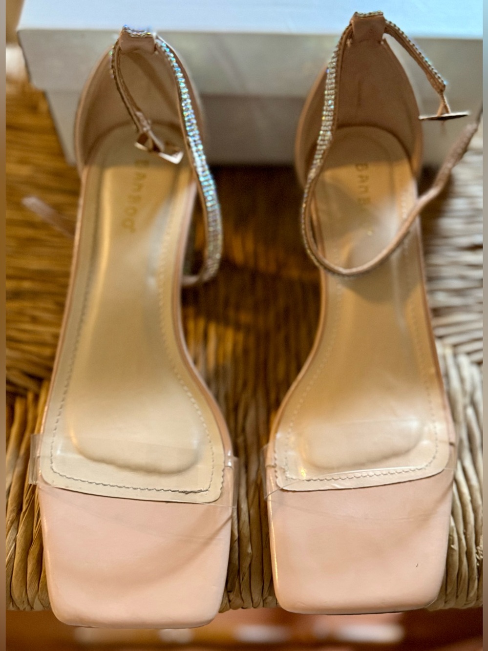 Pre-Loved BAMBOO Nude Pink Ankle Strap Block Heel Sandals